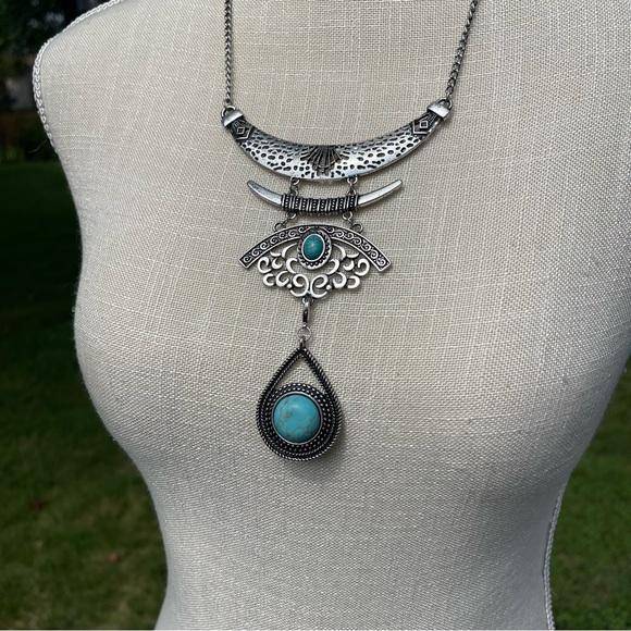 Park Lane Silver and Turquoise Pendant Necklace - Picture 2 of 4
